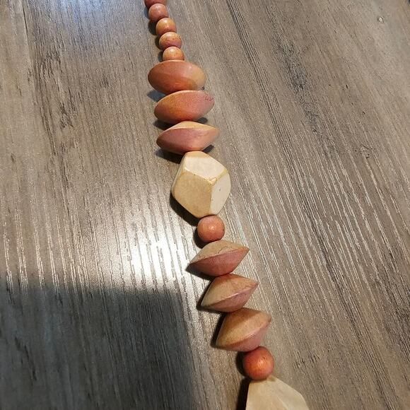 Vintage Wood Parrot Necklace 13" Brown Red Beaded Chunky Birds Retro Indie Boho - Picture 6 of 9